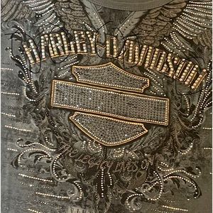 HD woman’s long sleeve shirt. A few spots missing the bling.